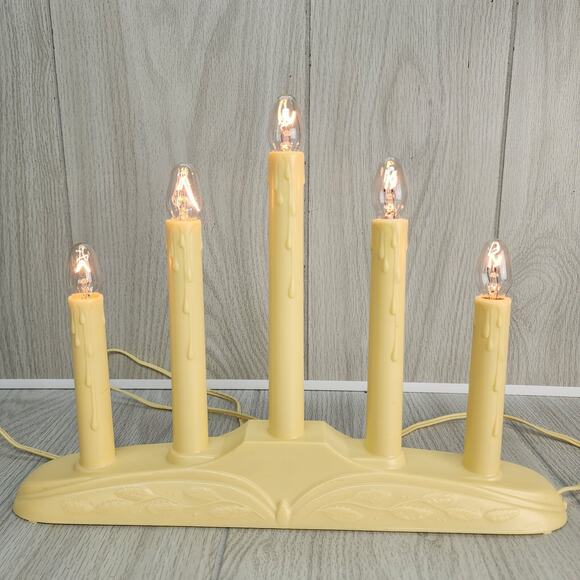 Vintage Christmas Window Candles 5 Light 10" Candolier Electric Drip Wax TESTED - Picture 5 of 12